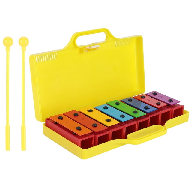 Spptty Glockenspiel,8 Note Xylophone Professional Percussion Instruments For Children With 2 Drumsticks 1 Yellow Box