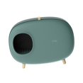 thumbnail image 3 of Caja de arena para gatos en forma de Mochi, inodoro para gatos cubierto, bandeja de arena portátil antisalpicaduras para gatos, bandeja de arena para Verde, 3 of 8