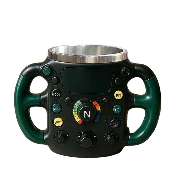 Taza de acero inoxidable de resina con forma de volante