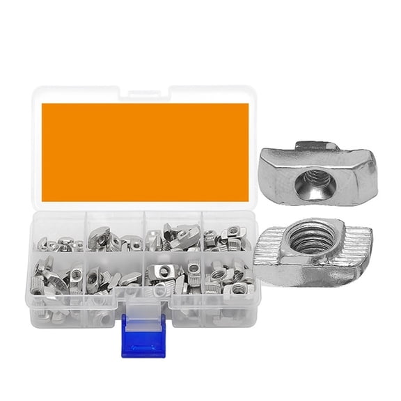 96Pcs M3 M4 M5 M6 M8 T Slot Nut Hammer Head Sliding T Nut Fasteners Drop In T-Nut Set for 2020 3030 4040 Series Aluminum Profile