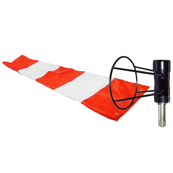 Airport Windsock Corporation 8" X 36" Orange and White Windsock with 8" Ball Bearing Frame USA Made
