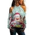 thumbnail image 1 of DYMADE Women Christmas Cold Shoulder Long Sleeve Printed T-shirt Top, 1 of 4