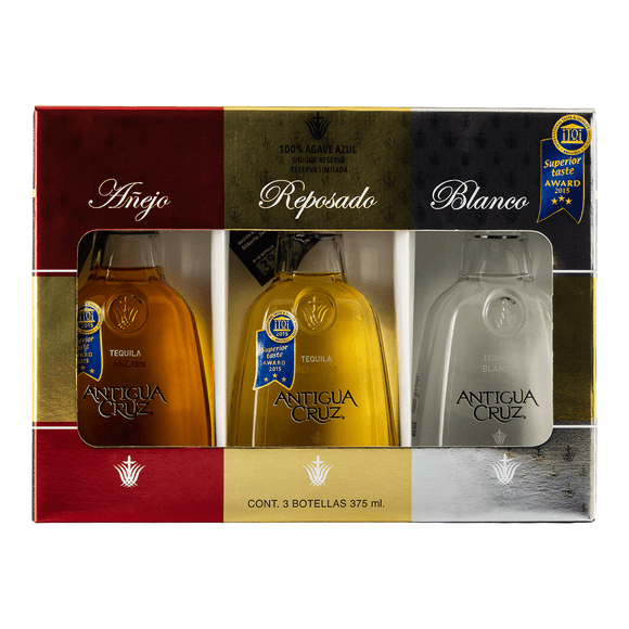Tequila Antigua Cruz Tri Pack 375 Ml Antigua Cruz Blanco, Reposado y Añejo