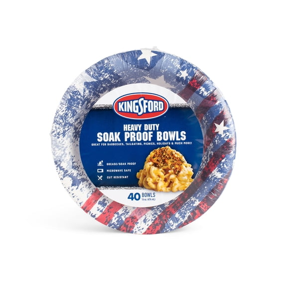 Kingsford Heavy Duty Soak Proof Paper Bowls 16oz 40ct Americana