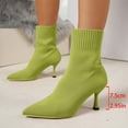 thumbnail image 2 of HAPIMO Women Ankle Boots Pointed Toe Heel Rear Zip Knit Stretch Upper Footwear For Evening Dating And Urban Social Gathering Green 39, 2 of 5