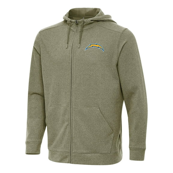 Men's Antigua Olive Los Angeles Chargers Effortless Full-Zip Hoodie