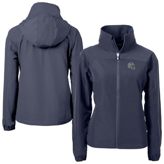 Women's Cutter & Buck Navy New England Patriots Helmet Charter Eco Recycled Full-Zip Jacket