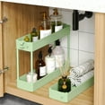 thumbnail image 4 of 3-Tier Rolling Utility Cart, Multi-Functional Storage Trolley for Office, Living Room, Kitchen, Movable Storage Organizer with Wheels, Green, 4 of 8