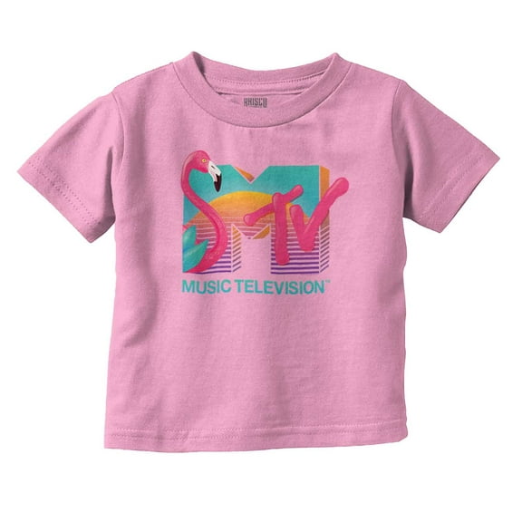 Retro MTV Sunset Flamingo Logo Toddler Boy Girl T Shirt Infant Toddler Brisco Brands 6M
