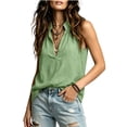 thumbnail image 3 of Aezemi Women Cotton Linen Tank Top, Collared V Neck Summer Beach Vacation Shirts, Fashion Sleeveless Lightweight Tunic Tops, 3 of 6