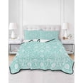 thumbnail image 2 of Quilts Twin Size Bedding Set, Teal Paisley Boho Lightweight Quilted Comforter, Abstract Art Floral Aesthetic Soft Reversible Bedspread Coverlet with Pillow Covers for All Season, 68" x 86", 2 of 7