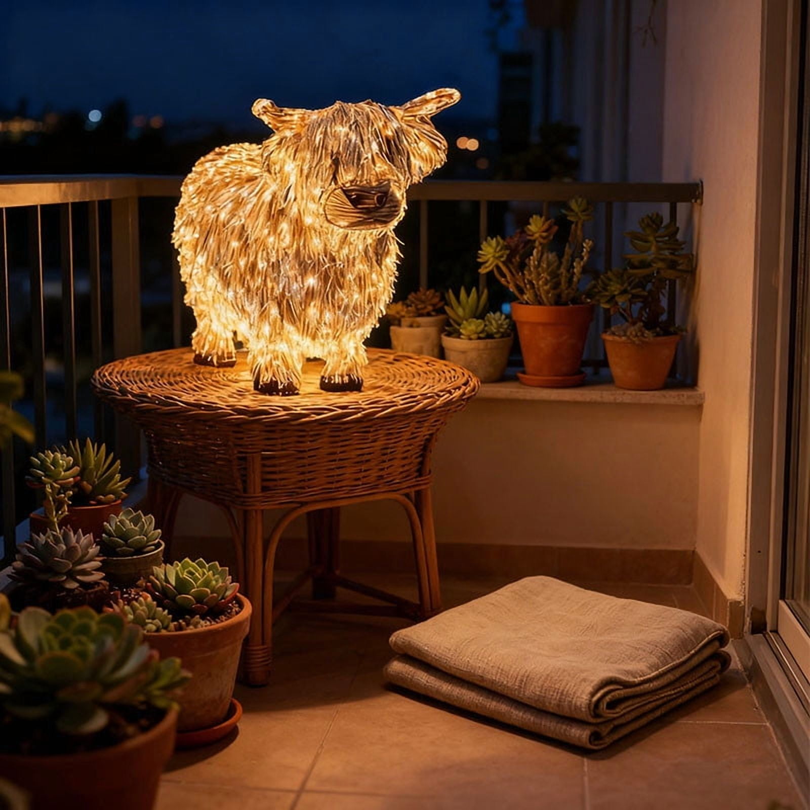 ZhyrZng Lighted Highland Cow Christmas Decoration - Outdoor LED Animal Yard Stake for Garden Lawn | Battery Operated Acrylic Cow Sculpture for Holiday Winter & Patio Decor
