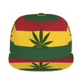 thumbnail image 2 of Snapback Hats For Men Women Jamaican-Flag-Leaf Flat Bill Brim Baseball Cap Printed Hat, 2 of 8