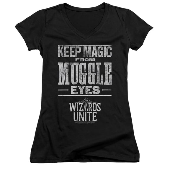 Harry Potter Wizards Unite Hidden Magic Junior Women's T-Shirt V-Neck Black
