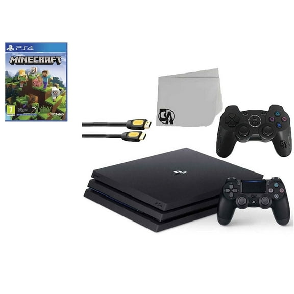 Pre-Owned Sony PlayStation 4 Pro 1TB Gaming Console Black 2 Controller Included with Minecraft BOLT AXTION Bundle