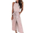 thumbnail image 2 of MSJUHEG Workout Sets for Women Lounge Sets for Women Sleeveless Striped Jumpsuit Casual Clubwear Wide Leg Trousers Pants Outfit Womens Loungewear Set Sweatpants Women Pink Xl, 2 of 9