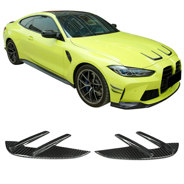 Ikon Motorsports 2PCS Front Fender Side Vents Air Wing Cover Trim  Compatible With 2021-2023 BMW G82 M4 Coupe & G83 M4 Convertible OE Style Dry  Carbon Fiber 