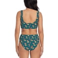 thumbnail image 3 of Kdxio Frog and Mushrooms Print Women's 2 Piece High Waisted Wrap Spaghetti Strap Summer Swimsuit Bikini Set-Small, 3 of 7
