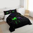 thumbnail image 3 of Gaming Bedding Set Queen Size Gamer Comforter Set Teens Soft Microfiber Colorful Video Game Bedding Decorative Black Gamepad Tie Dye Pattern Design With 2 Pillow Shams, 3 of 7
