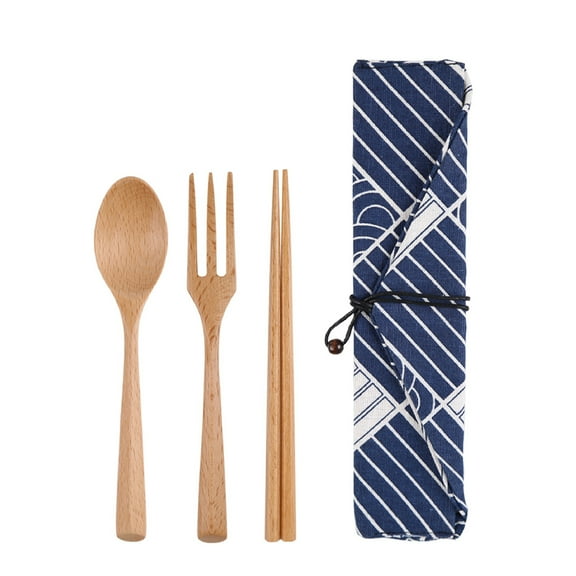 Wooden Cutlery Set Chopsticks Spoon Fork Set Travel Utensils Reusable Flatware for Home,Office,Travel,Outdoor CampingStyle:Style 4;