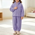 thumbnail image 5 of Cethrio Girls Fleece Pajama Sets Long Sleeve, Comfy 2 Piece Crew Neck Girls' Sleepwear Purple Size 2-3 T, 5 of 6