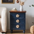 thumbnail image 6 of MDQMD Blue Nightstand with 3 Drawers and Floral Knob,Wood End Table with Storage,Vintage Bedside Table for Bedroom, 6 of 7