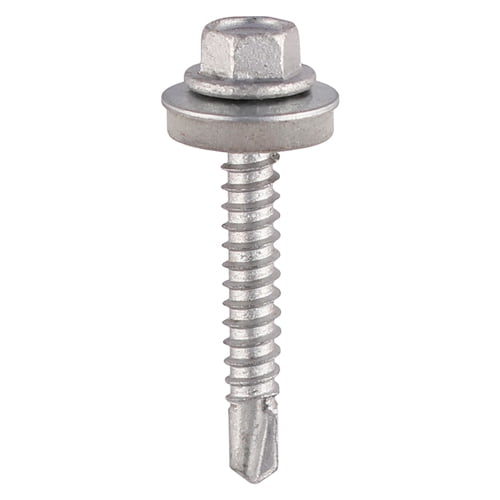 Timco - Metal Construction Light Section Screws - Hex - EPDM Washer - Self-Drilling - Exterior - Silver Organic (Size 5.5 x 25 - 100 Pieces)