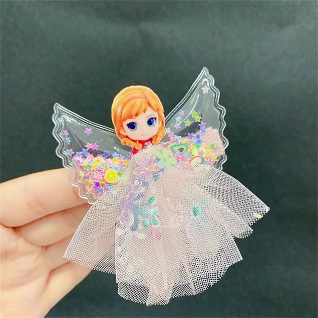 Accesorios para el cabello de Frozen para niña, horquilla con lazo de malla de princesa Elsa, Clip de falda de tul de princesa, regalo de cumpleaños