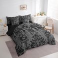 thumbnail image 3 of Manfei Victorian Damask Bedding Comforter Set 7-Piece,Black Snake Full Bedding Set,Vintage Gothic Floral Fitted Sheet Flat Sheet For Men Women,,Lightweight Room Decorative Reversible, 3 of 7