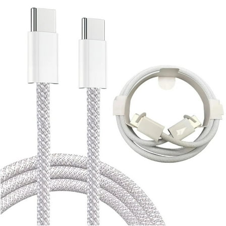 2x USB Charging Cable Data Sync Type-C Braided Cord White for Samsung Galaxy S23