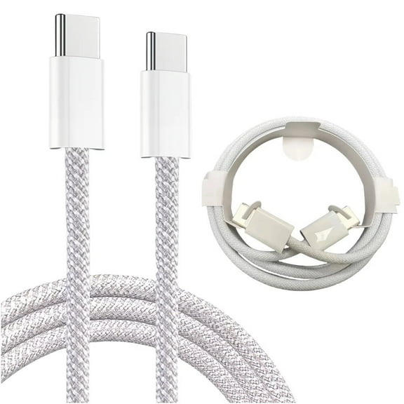 2x USB Charging Cable Data Sync Type-C Braided Cord White for Samsung Galaxy S23