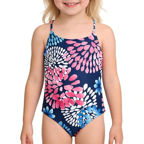 Zando Girls Bathing Suit 2-9 Years Cute One Piece Swimsuit for Toddler Kids Adjustable Quick Dry Swimwear for Summer Beach Wear UPF 50 