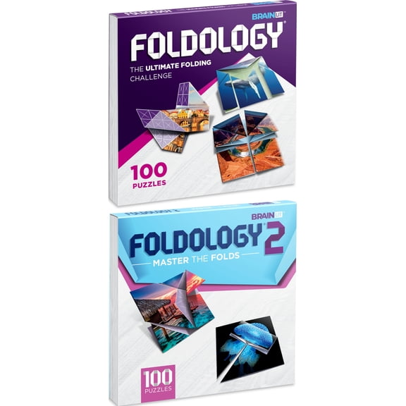FOLDOLOGY 1&2 Combo Pack - Origami Puzzle Game. Brain Teasers for Tweens, Teens & Adults. 200 Challenges, for Ages 10 