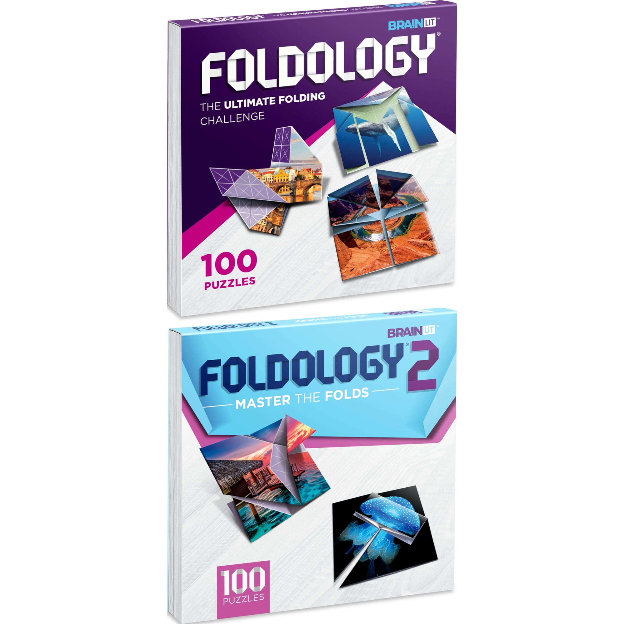 FOLDOLOGY 1&2 Combo Pack - Origami Puzzle Game. Brain Teasers for Tweens, Teens & Adults. 200 Challenges, for Ages 10+
