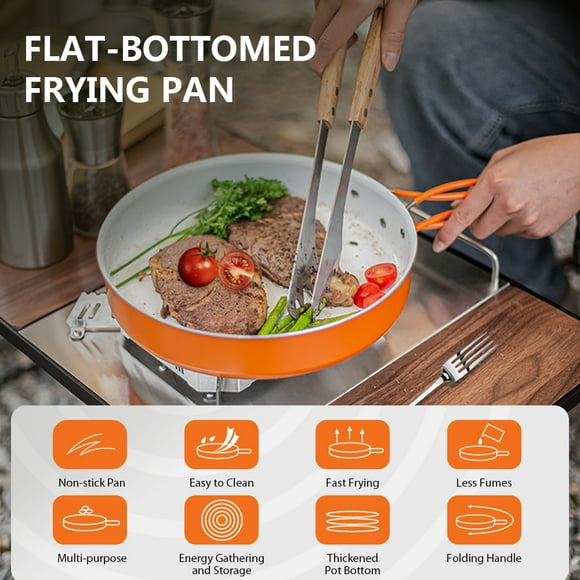 Sartén Antiadherente de Cerámica Conglegable de recubrimiento de Cerámica Sartén de Campamento para Acampar Al Aire Libre Picnic