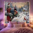 thumbnail image 2 of Red Birds on Snowy Path with Cozy Cottage, Serene Rustic Scene for Farmhouse Lovers, Winter Landscape Art, Christmas Gift Tapestry Wall Hanging for Bedroom and Living Room, 2 of 7