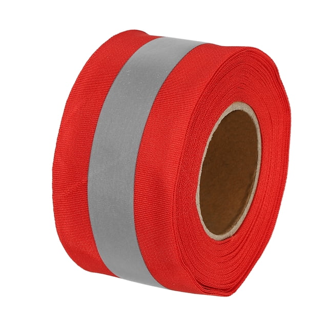 Unique Bargains Bande Réfléchissante, Ruban Réfléchissant 2'x 33 Pieds à Coudre en Tissu de Sécurité, Rouge