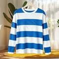 thumbnail image 5 of VBVC Women's Striped Crew Neck Top , Ladies' Loose Fit Drop Shoulder Shirt , Stretchy Long Sleeve Pullover For Women, S-XL, 5 of 5