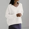 thumbnail image 4 of Lovskoo Sweaters for Women Trendy Casual Wear Style Long Sleeve V-Neck Sweater White, 4 of 8