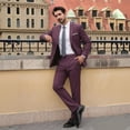 thumbnail image 6 of i·FineLong Men's Burgundy Slim-Fit Suit Set: Business Attire & Wedding Best Man Outfit (All-Season Style, Includes Jacket and Pants), 6 of 6