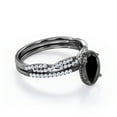 thumbnail image 3 of JeenMata Milgrain Bezel Set - 1.5 Carat Ovate Lab Grown Black Diamond and Moissanite - Twisted Infinity Pave Wedding Set - 18K Black Gold Plating over Silver, 3 of 7