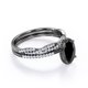 thumbnail image 3 of JeenMata Juego de Bisel Milgrain Diamante Negro Ovalado de 1,5 Quilates Cultivado en Laboratorio y Moissanita: Juego de Boda con Pavé Infinito Retorcido: Baño de Oro Negro de 18 K sobre Plata, 3 of 6