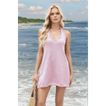 thumbnail image 4 of Women Summer Two Piece Sets Beach Vacation Outfits Halter Neck Tank Top and Shorts Set Knit Lounge Clothes Pink S, 4 of 7