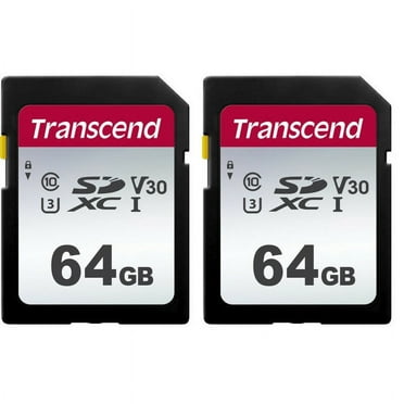 2 Transcend 64GB UHS-1 SDXC V30 Memory Card for Nikon, Canon Digital Cameras