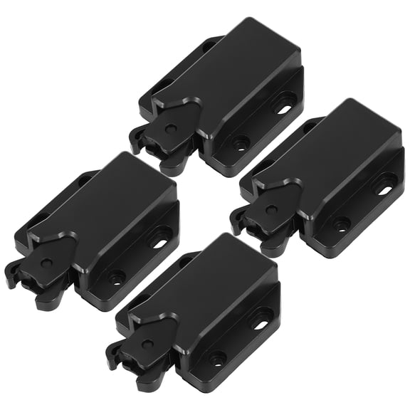 LITINKIMI 4Pcs Self Locking Push to Open Cabinet Catch in Black Plastic for Wardrobe and Storage