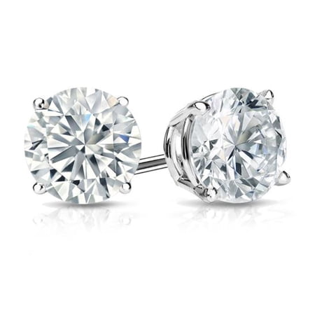 14k White Gold 1/4 Carat Diamond Round Stud Earrings (I3, G-H) Plated by Paris Jewelry