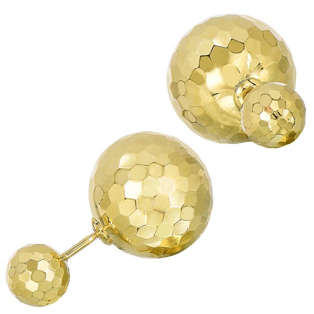 Jewelry Affairs 14k Yellow Hammered Finish Gold Front And Back Double