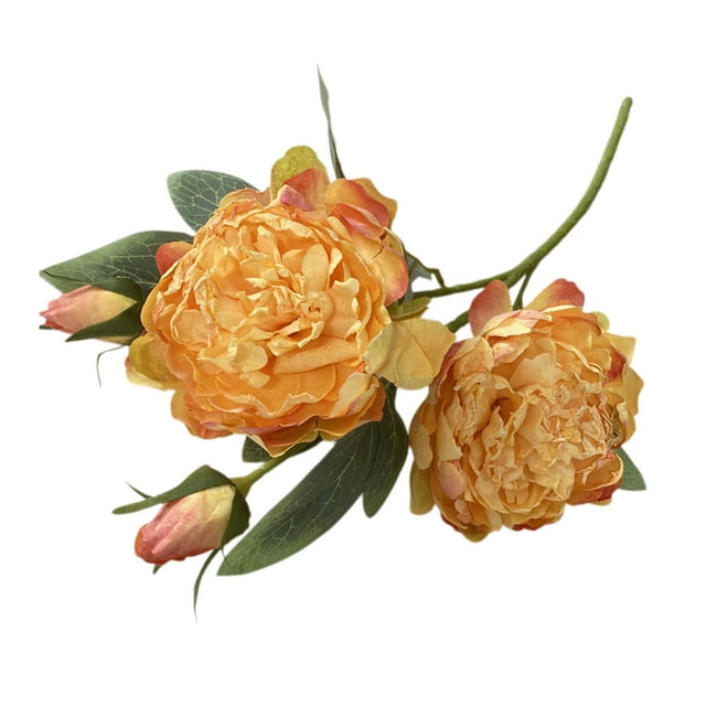 Coated Fabric 4 Head Burnt Peony Artificial Flower
