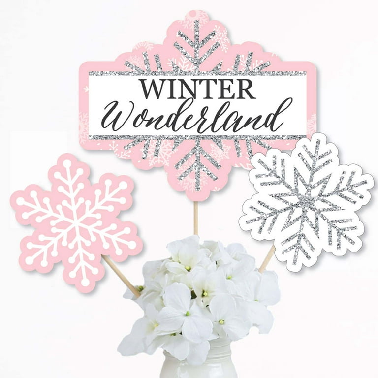 TTDQ 24pcs Winter Wonderland Centerpieces for Table Winter Wonderland Decorations Snowflake Centerpieces for Table Winter Wonderland Baby Shower