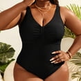 thumbnail image 3 of Zpzdpjkx Women's Plus Size One-Piece Swimsuit Modest Tummy Control V-Neck Bathing Suit, 3 of 7